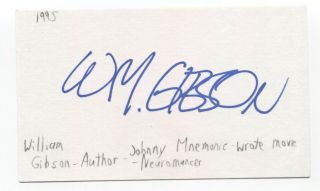 William Gibson Signed 3x5 Index Card Autograph Signature Writer Science Fiction