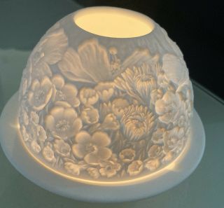 Bernardaud Limoges Lithophane Orchids Porcelain 3 " Candle Votive