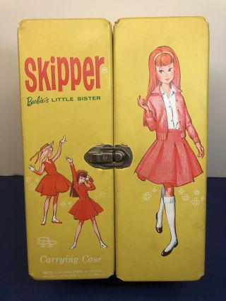 10.  5x7x5.  5” Vintage Mattel Barbie Doll Case Trunk Skipper Yellow 1964
