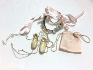 Vintage Barbie Skipper Outfit 1905 Ballet Class Floral Headpiece,  Slippers (418)
