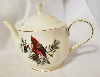 Lenox Winter Greetings Collectible Cardinal Teapot Euc