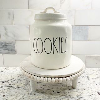 Rae Dunn Cookie Jar Canister Black Large Letter Ivory Sealing Lid “cookies” 2017