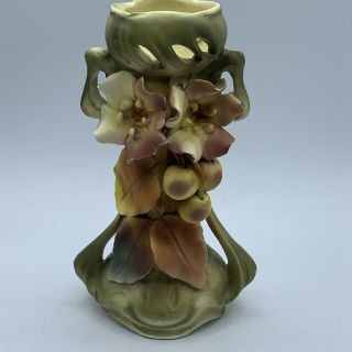 Vintage Royal Dux Austria Ceramic Amphora Floral Vase Roses