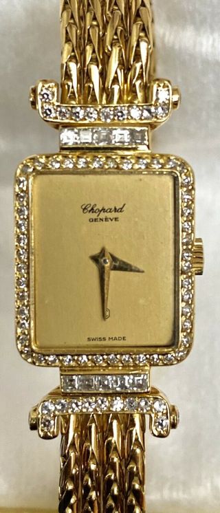 Vintage Chopard 18k Ladies Factory Diamond Bezel Watch.  Runs Perfect.