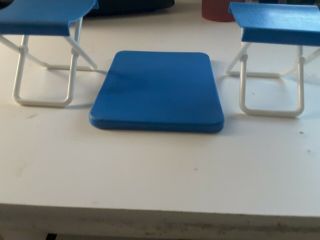 Vintage 80s Barbie Blue Camping Chairs And Table Top set 2