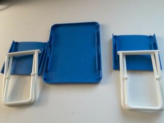Vintage 80s Barbie Blue Camping Chairs And Table Top set 3