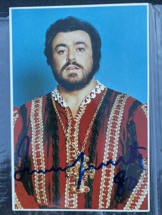 Luciano Pavarotti Opera Signed 4x6 Inch Postcard Autograph