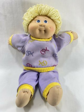 Vtg 1983 Coleco Cabbage Patch Kids Boy Doll Blonde Hair W/sweats 3 Hm Pox