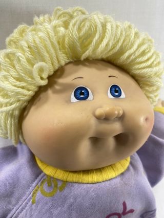 Vtg 1983 Coleco Cabbage Patch Kids Boy Doll Blonde Hair w/Sweats 3 HM Pox 2
