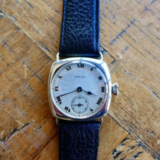 A Stunning Full Size Gents Vintage 1920s Military Rolex Trench Watch In Silver