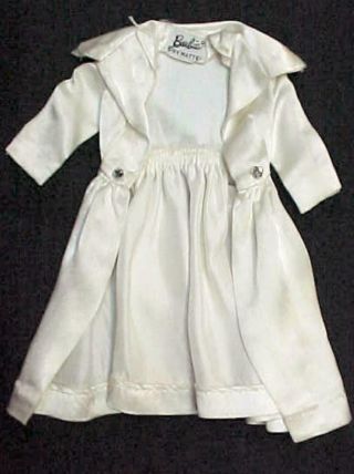 Vintage Barbie Doll White Magic 1607 Satin Coat With /rhinestones