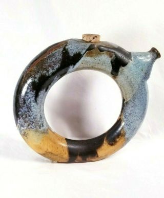 Studio Pottery Ceramic Stoneware Ring Jug Wine Carafe Donut Winegarden