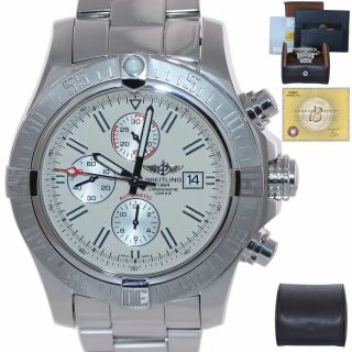 Papers Breitling Avenger Ii Chronograph Cream Steel A13370 48mm Watch