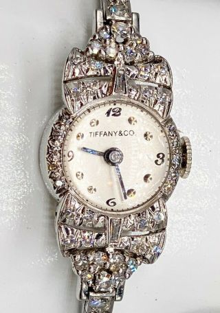 Vintage 1940s $12,  000 Tiffany & Co 3ct Vs G Diamond Platinum Ladies Watch Wty