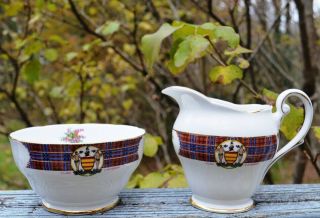 Vintage Royal Standard Bonnie Scotland Clan Cameron Sugar Bowl And Creamer