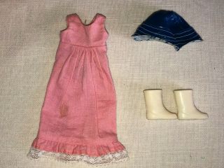 Vtg Mattel Barbie Doll 3601 Tutti Puddle Jumpers Hat Boots & Pink Dress