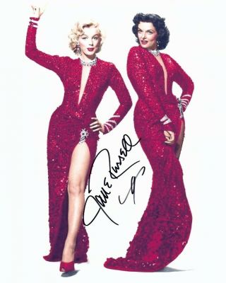 Jane Russell Signed Gentlemen Prefer Blondes 8x10 W/ Marilyn Monroe Hot Legs