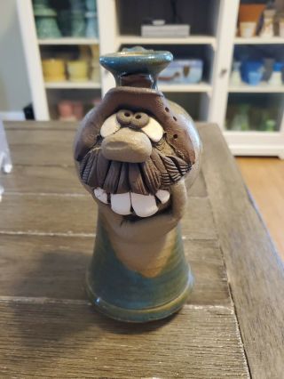 Mahon Art Pottery Vintage Ugly Face Mustache Teeth Jug Bottle 7 - 1/2“ Tall