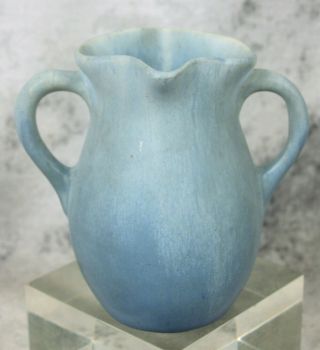 Vintage Muncie Light Blue Matte Drip Glaze Shape 419 Double Handle Vase 5 " Tall