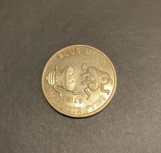 Vintage Brass Heads Or Tails Coin - No Not Without A Washer Collectors Item