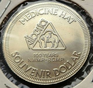 1974 Medicine Hat Alberta Trade Dollar - Nwmp / Rcmp 100 Years - Unc
