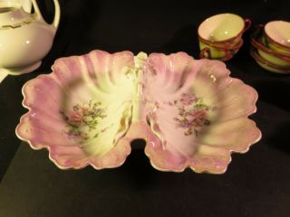 Large Vintage Pink Porcelain Double Basket/bowl Flowers Unmarked