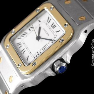 Cartier Mens Santos 2 - Tone SS Steel and 18K Gold Watch - with 4