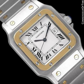 Cartier Mens Santos 2 - Tone SS Steel and 18K Gold Watch - with 6