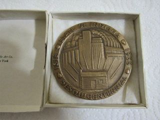 1816 - 1966 State of Indiana Sesquicentennial Bronze Medal Medalic Art N.  Y.  w box 2