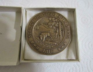 1816 - 1966 State of Indiana Sesquicentennial Bronze Medal Medalic Art N.  Y.  w box 3