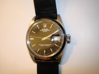 Rolex 1500 Oyster Perpetual Date Black Watch - Ca.  1966.