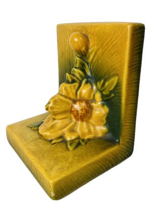 Vtg Roseville Pottery Usa Peony Yellow Green 11 1 Replacement Single Bookend
