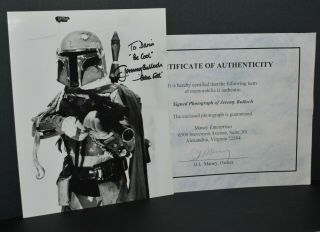 Star Wars Signed Photo Of Jeremy Bulloch As Boba Fett " To Darin "