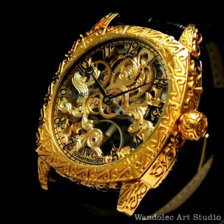 Vintage Mens Wristwatch Gold Skeleton Men Wrist Watch Iwc Schaffhausen Movement