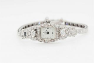Vintage 1950s $7000 3ct Vs G Diamond Hamilton Ladies Platinum Watch Wty