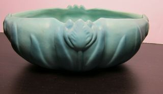 Van Briggle Art Pottery Tulip Bowl And Frog Ming Blue