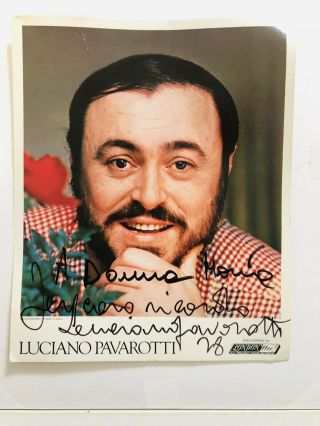 Luciano Pavarotti Opera Tenor Signed Autographed Photo 1980’s London Recording