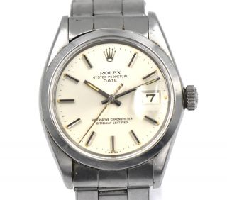 VINTAGE GENTS ROLEX OYSTER PERPETUAL DATE 1500 WRISTWATCH STAINLESS STEEL c1969 2