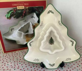 Spode - Christmas Tree Chip And Dip Serving Platter - 13 1/2 L X 11 1/2” W