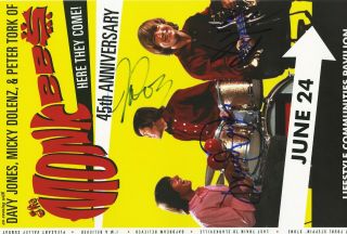 The Monkees autographed concert poster 2011 Davy Jones,  Peter Tork,  Mickey 2