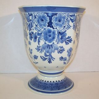 Royal Delft De Porceleyne Fles Small Vase 1981 Cobalt Blue Floral
