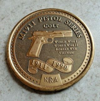 M1911 Pistol Series Token Usa Medallion Colt Coin Nra Wwi Wwii Korean Vietnam