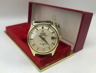 Vintage Gold Omega “pie Pan” Constellation Chronometer Automatic Mens Watch,  Box