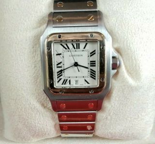 Serviced Cartier Santos 187901 18k Gold High Fashion Quartz Mens Unisex Watch
