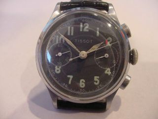 1946 Tissot Vintage Military 2 Register Chronograph Lemania 15tl Omega 33.  3