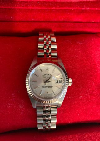 Rolex Ladies Oyster Perpetual Datejust White Gold Stainless Wristwatch 2004