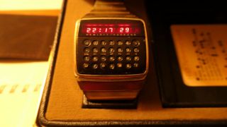 Hewlett Packard Rare Hp - 01 Calculator Watch W Gold - Filled Bezel Great.