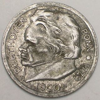 1920 German Germany 50 Pfennig Bonn Wwi Era Notgeld War Money Beethoven Token