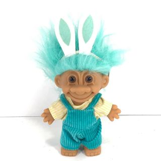 Russ Troll Doll 7 - 8 " Including Blue Hair & Bunny Rabbit Ears,  Pants & Shirt
