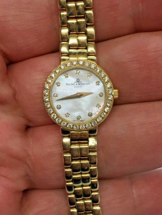 Baume & Mercier 14k Solid Yellow Gold Diamond Ladies Mop Dial Watch - Mx000m22